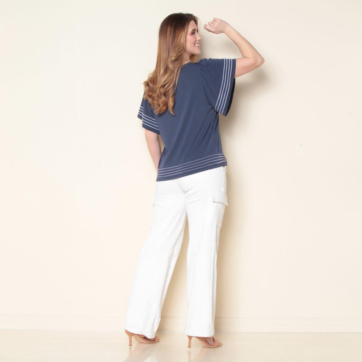 Blusa Solida Manga Corta Escote Redondo-5