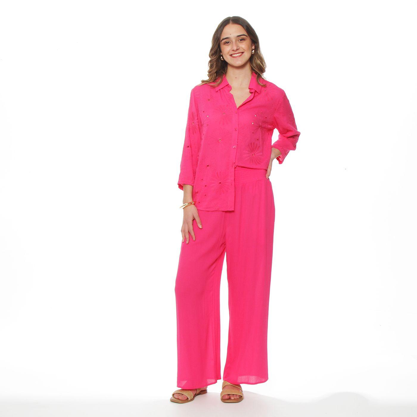 Pantalon Wide Leg Tiro Alto Pretina  Elasticada-3