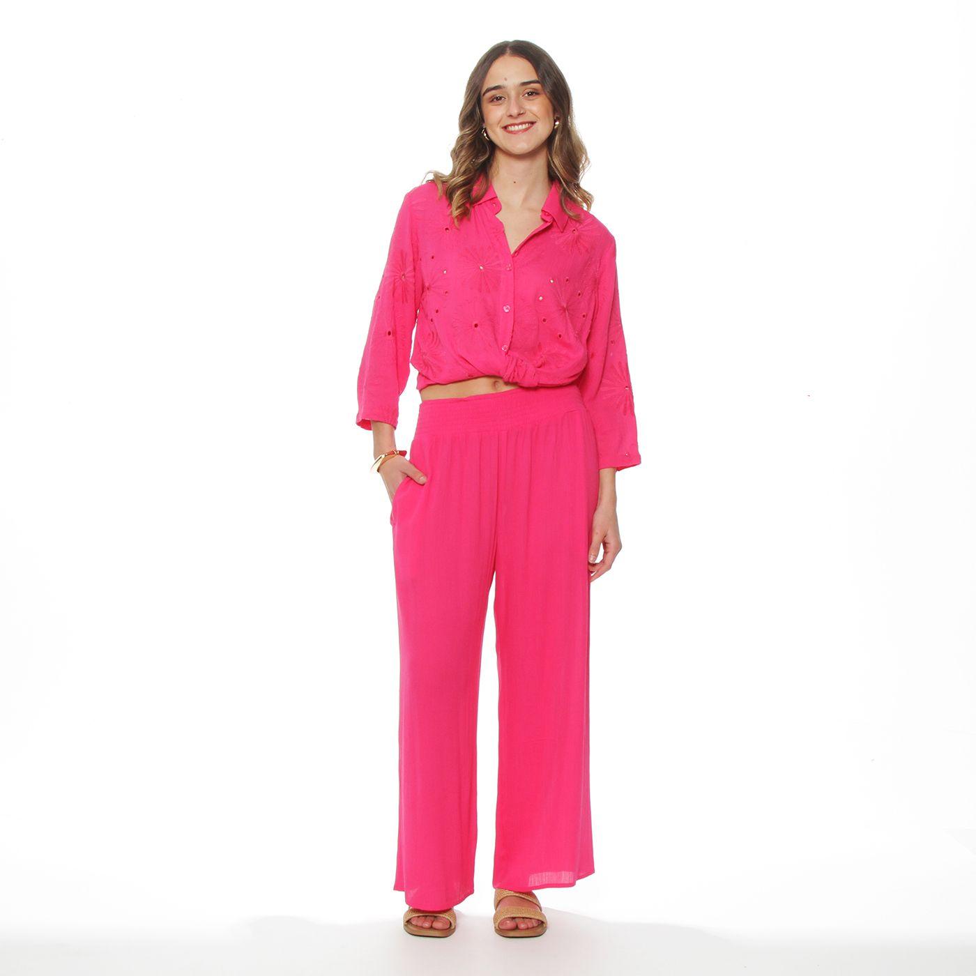 Pantalon Wide Leg Tiro Alto Pretina  Elasticada-4