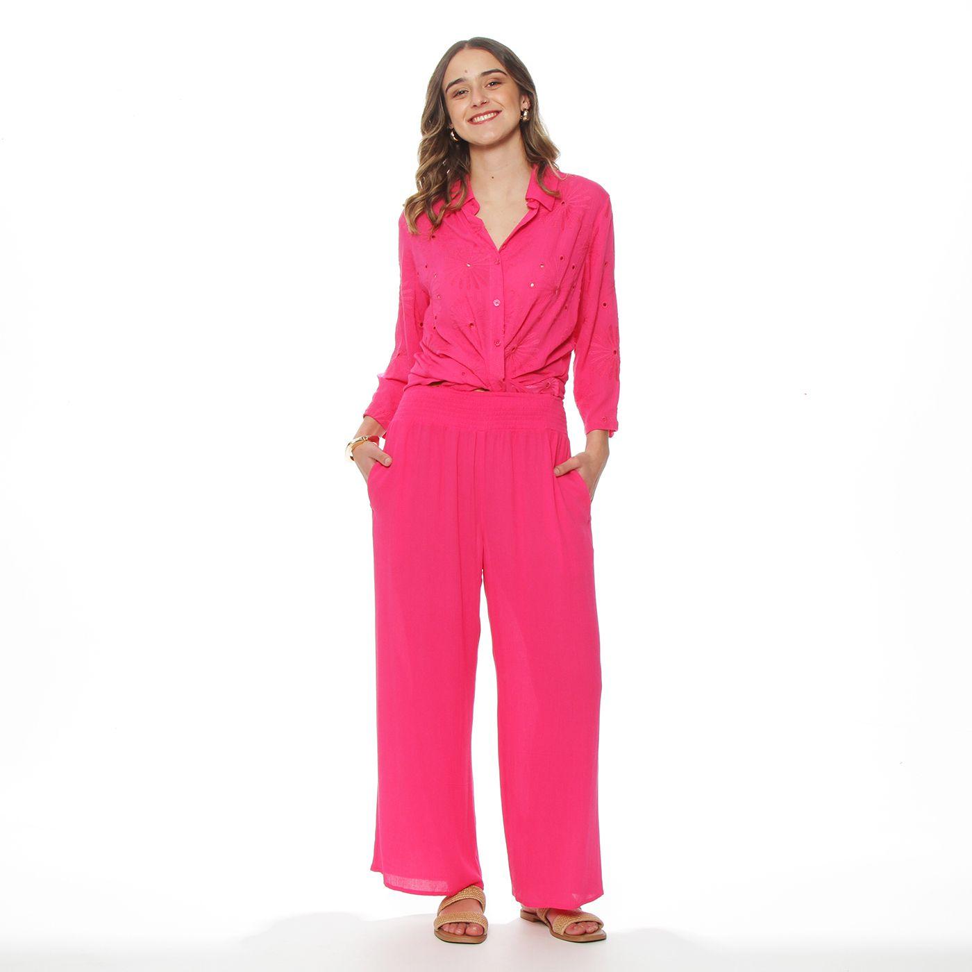 Pantalon Wide Leg Tiro Alto Pretina  Elasticada-5