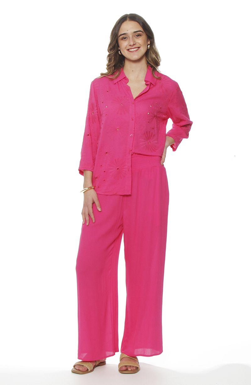 Pantalon Wide Leg Tiro Alto Pretina  Elasticada-2