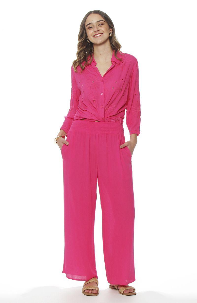 Pantalon Wide Leg Tiro Alto Pretina  Elasticada-4
