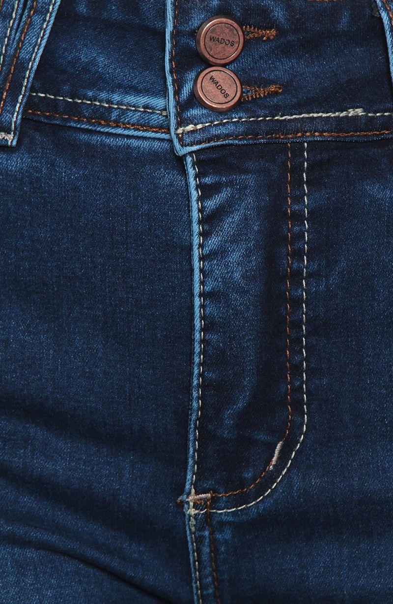 Jeans Tiro Alto Pretina Media Dos Botones Pierna Flare-2