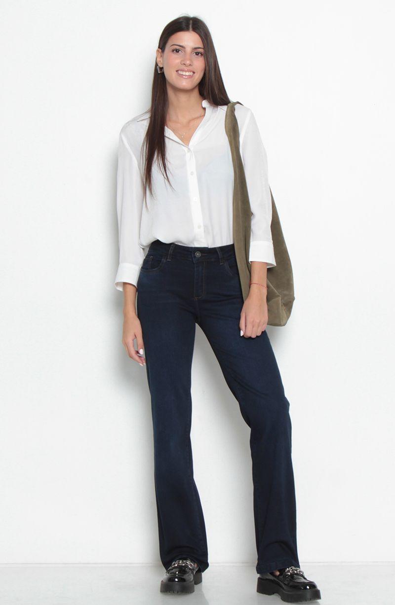 Jeans Recto Tiro Medio Pretina   Basica Un Boton-8