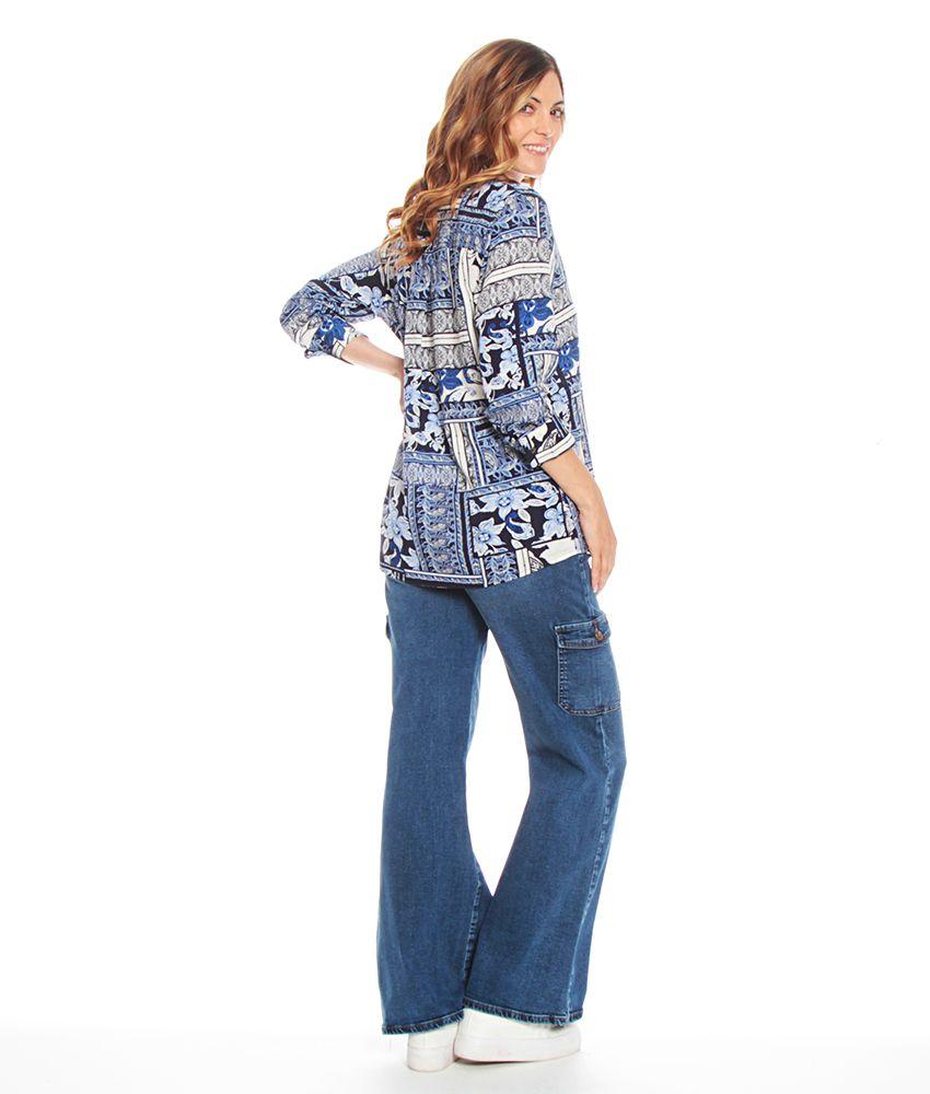 Blusa Manga Larga Lino Estampado-5