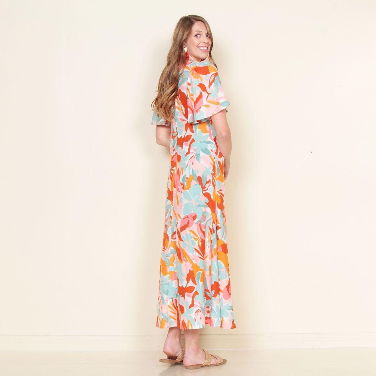 Vestido Estampado Manga Corta Escote V-1