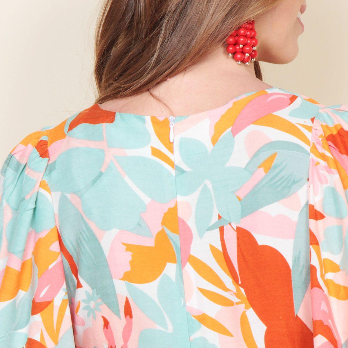 Vestido Estampado Manga Corta Escote V-5