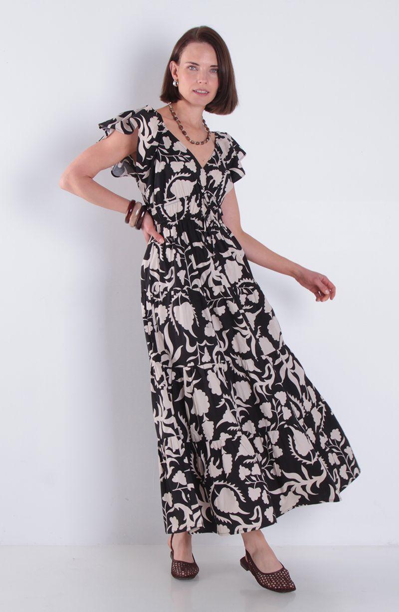 Vestido Estampado Manga Corta Escote Redondo-4