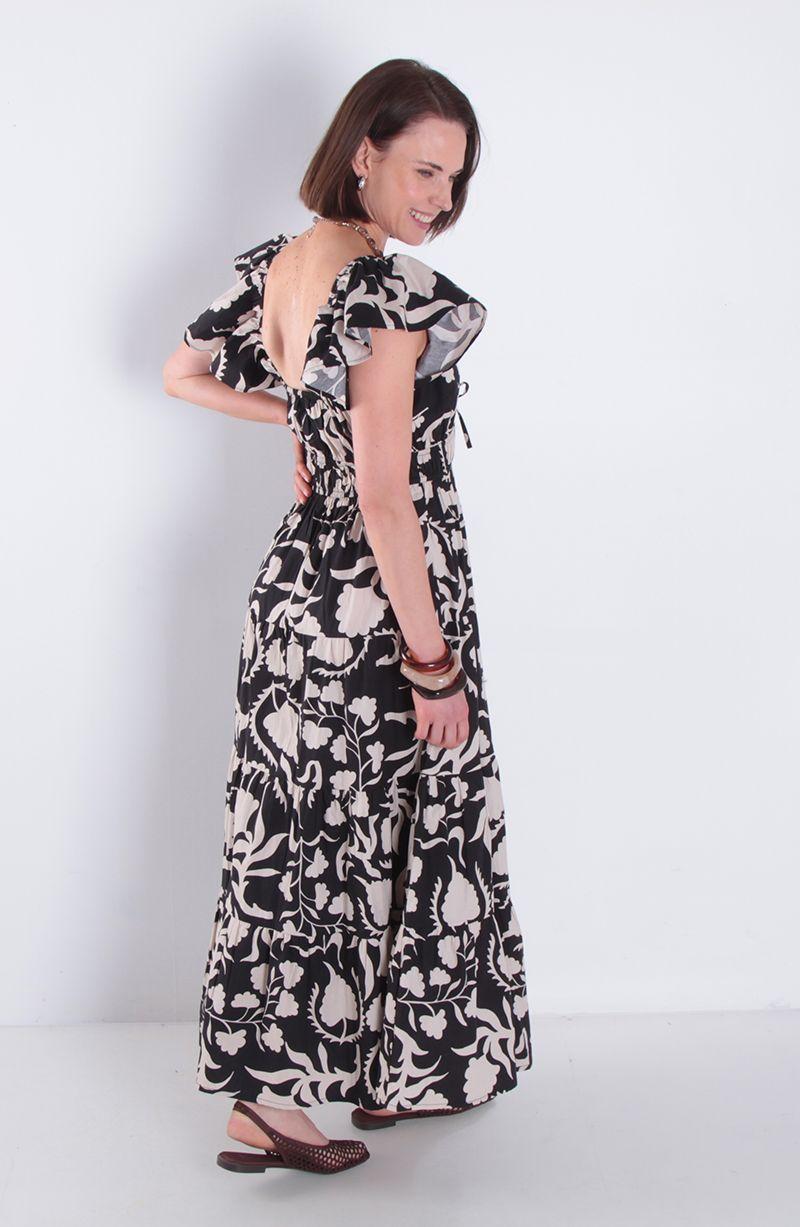 Vestido Estampado Manga Corta Escote Redondo-5