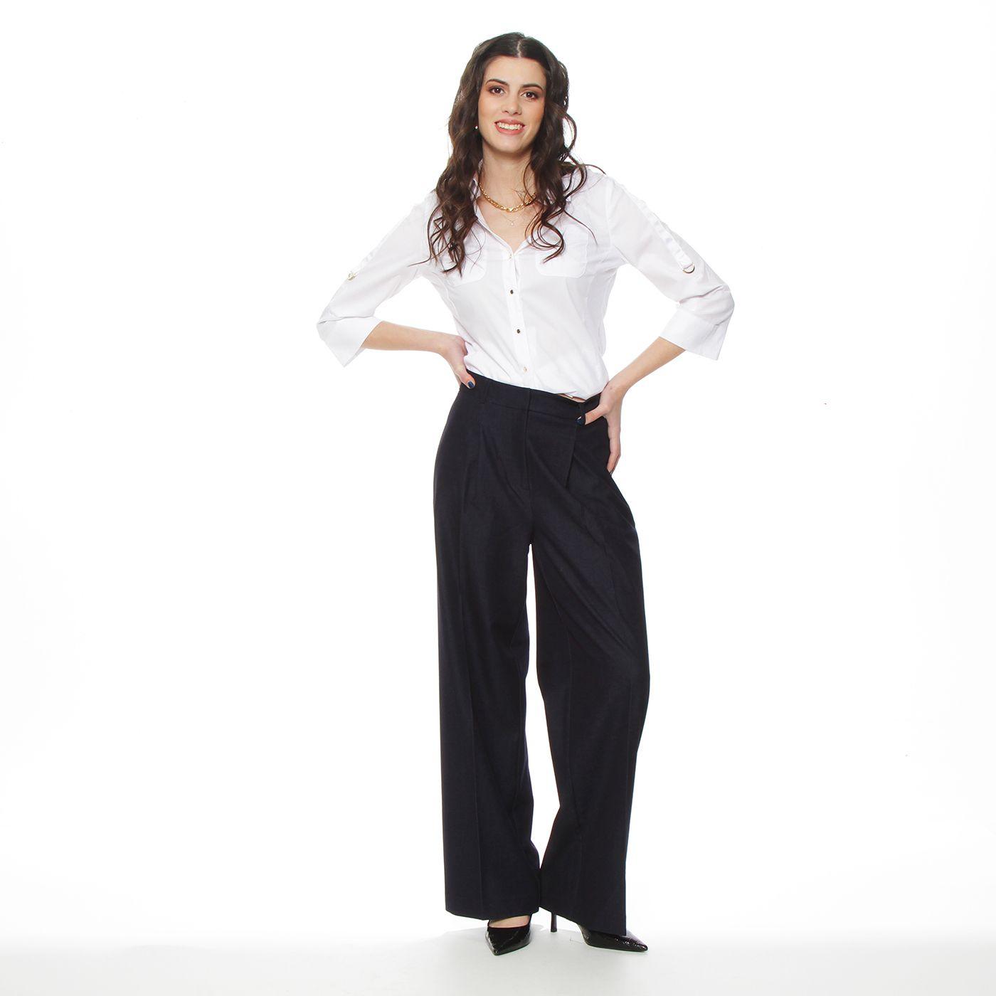Pantalon Recto Tiro Alto  Pretina Basica-3