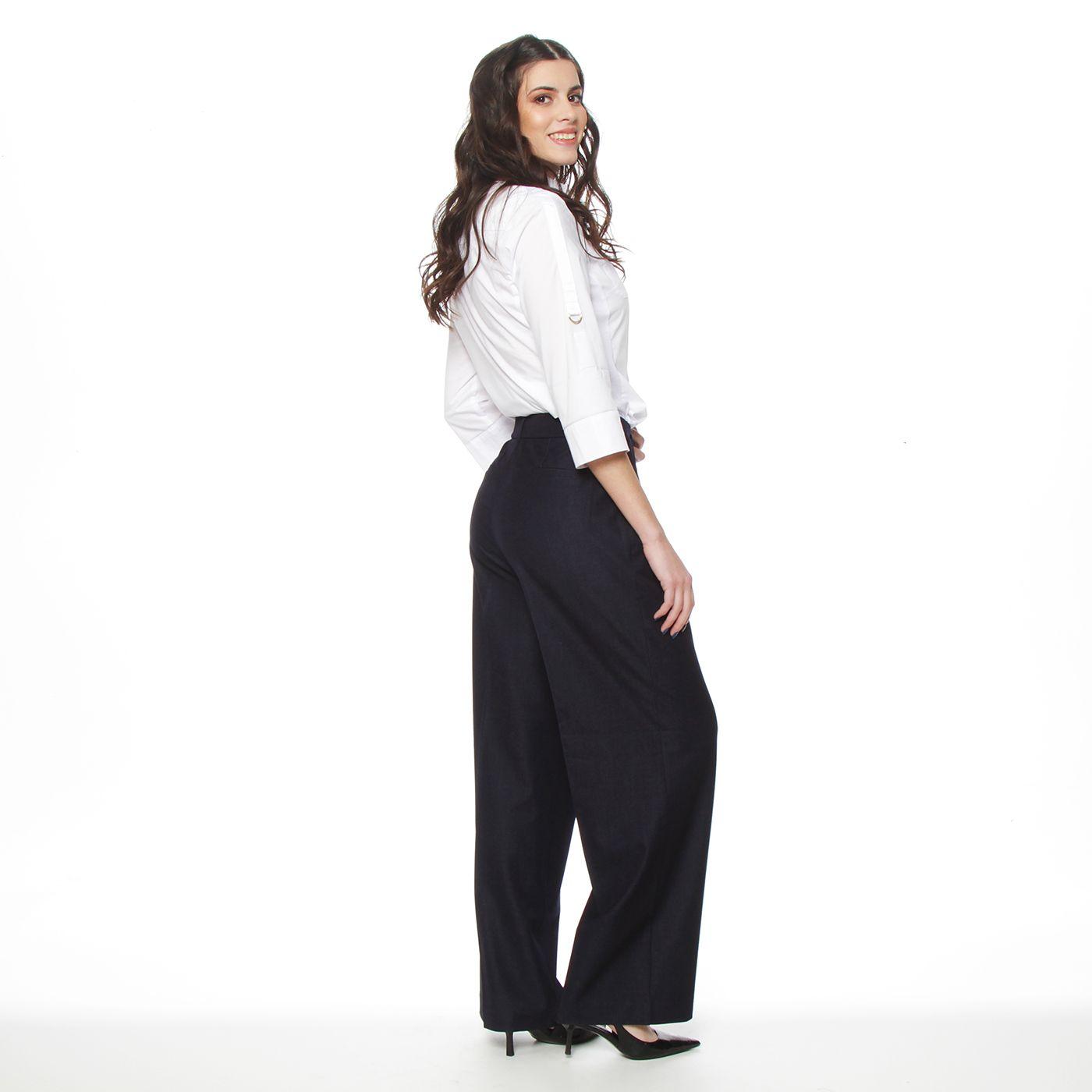 Pantalon Recto Tiro Alto  Pretina Basica-5
