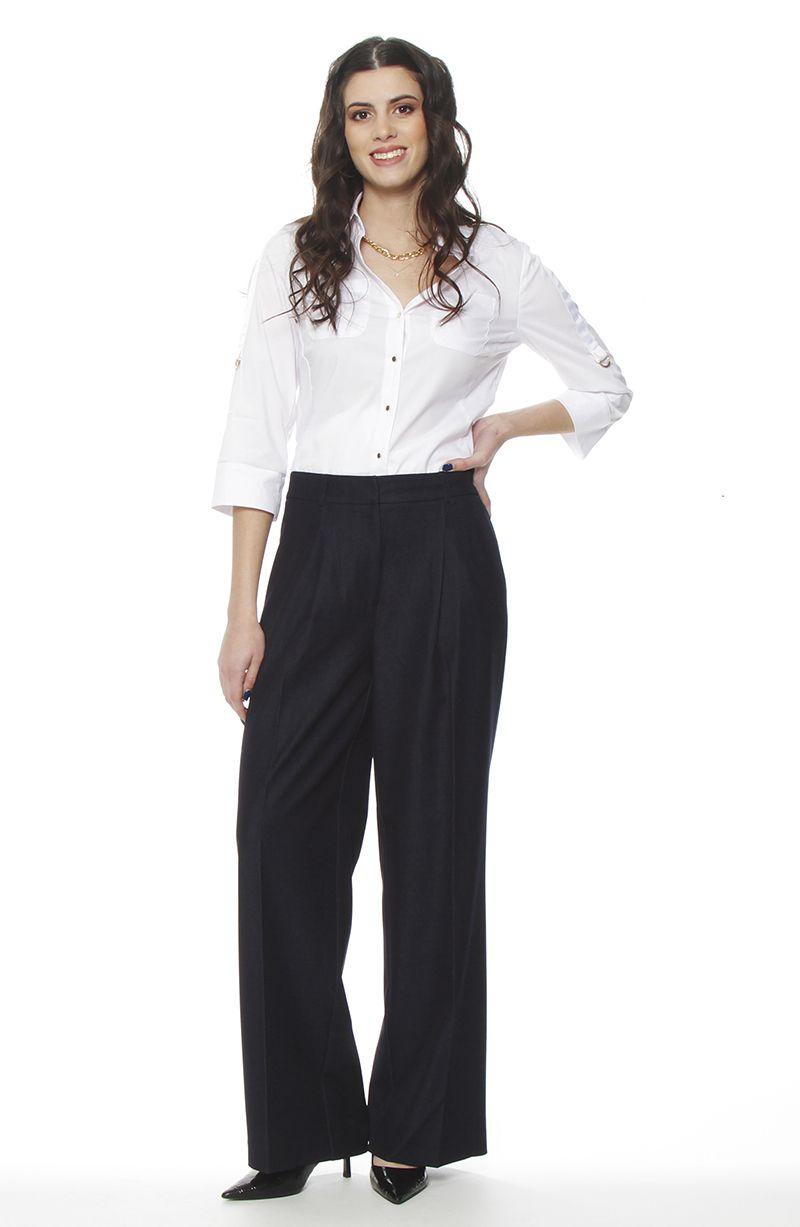 Pantalon Recto Tiro Alto  Pretina Basica-2