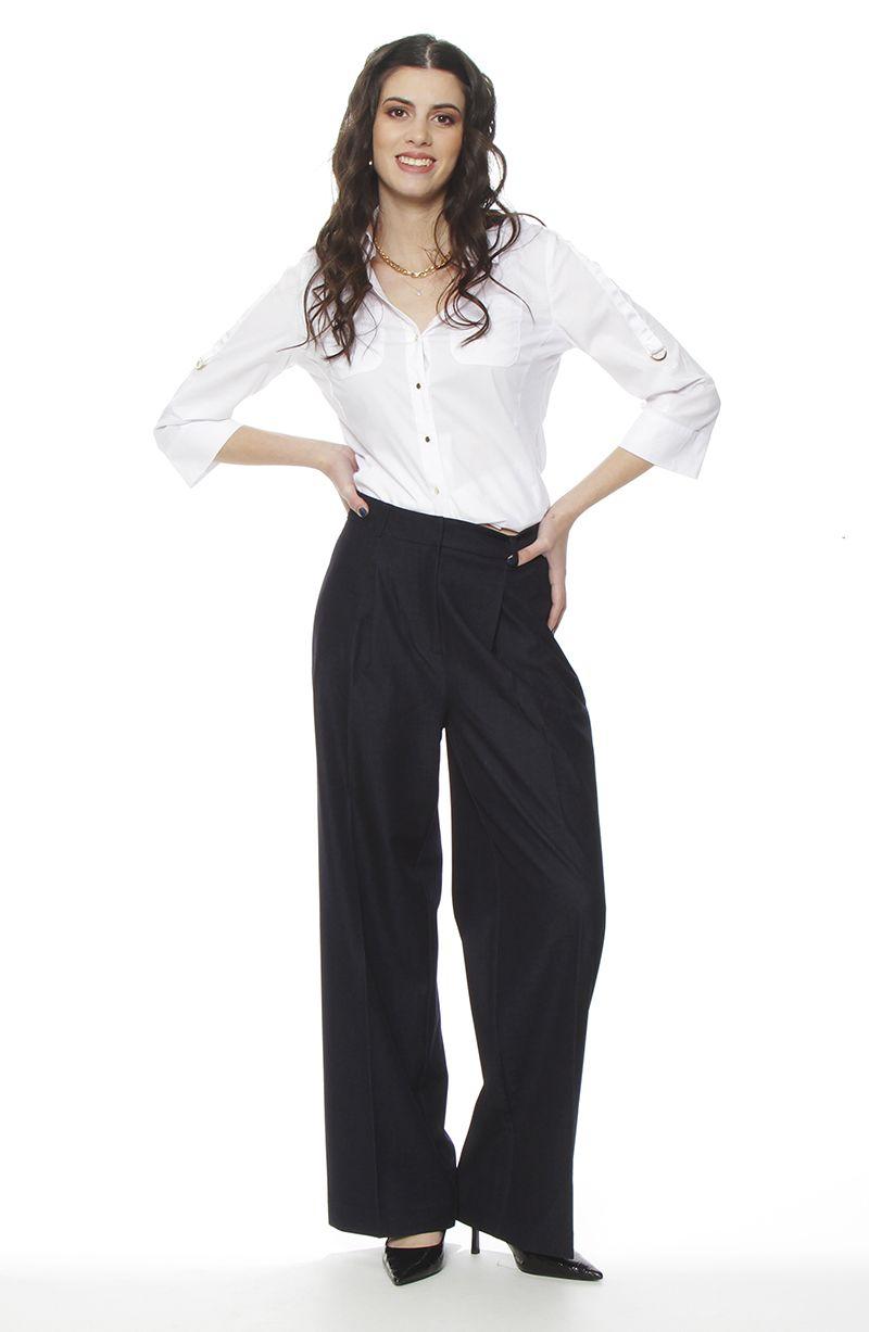 Pantalon Recto Tiro Alto  Pretina Basica-3