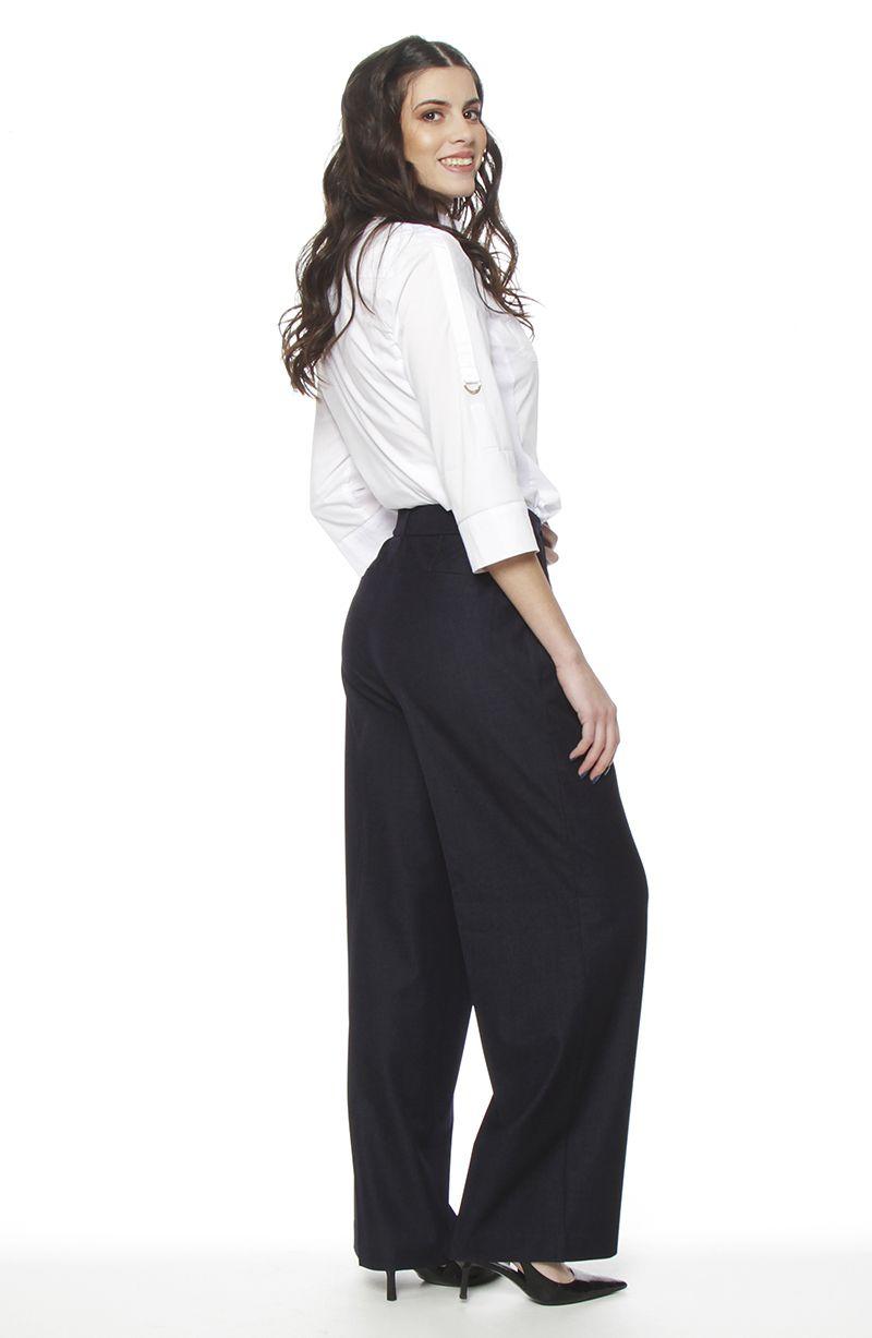 Pantalon Recto Tiro Alto  Pretina Basica-5