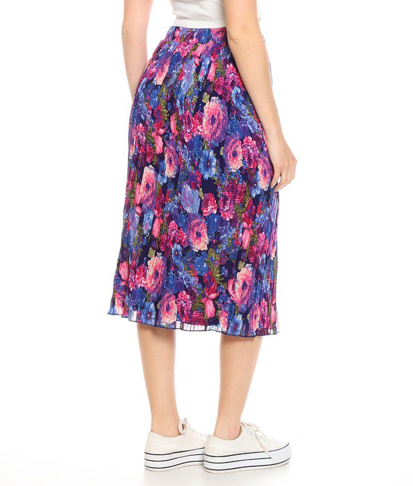 Falda Plisada Estampada Forrada Pretina Elasticada-1