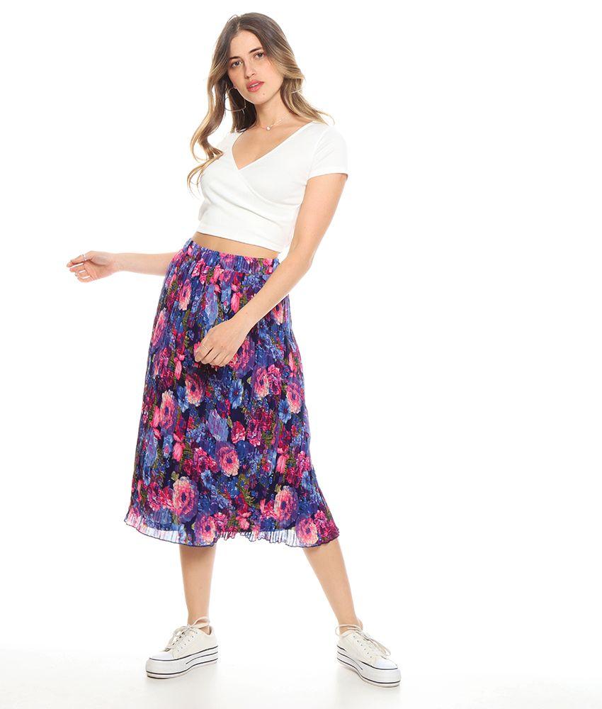 Falda Plisada Estampada Forrada Pretina Elasticada-6