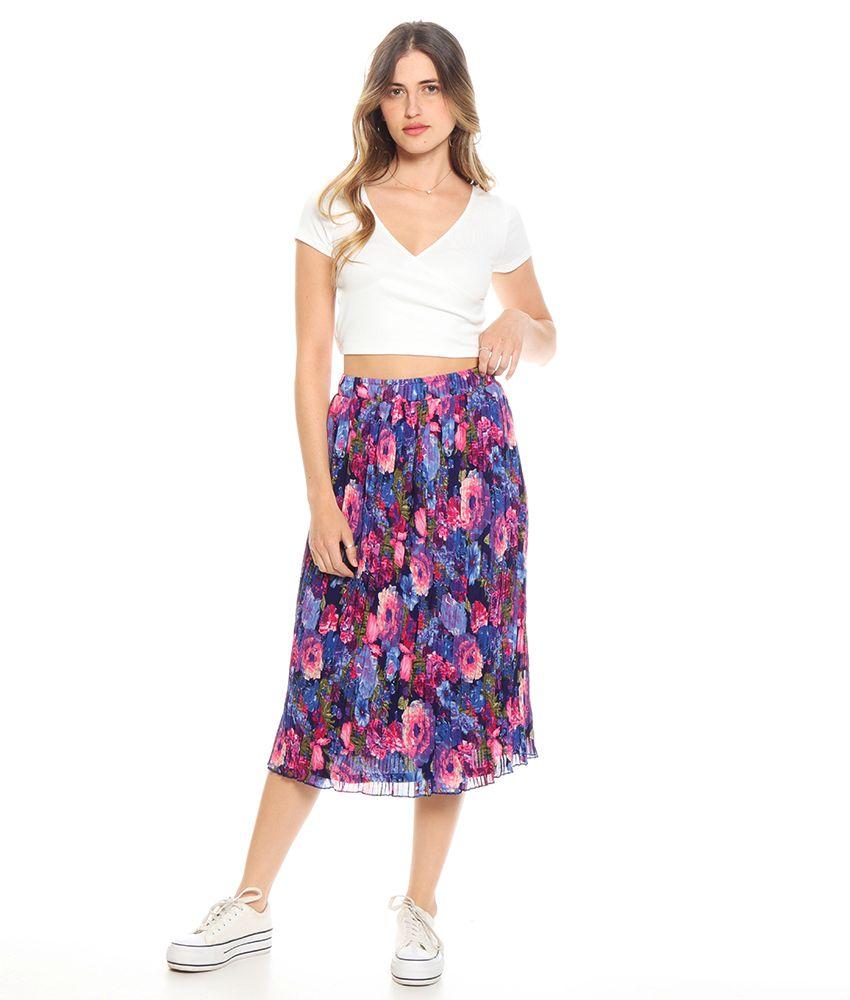 Falda Plisada Estampada Forrada Pretina Elasticada-7