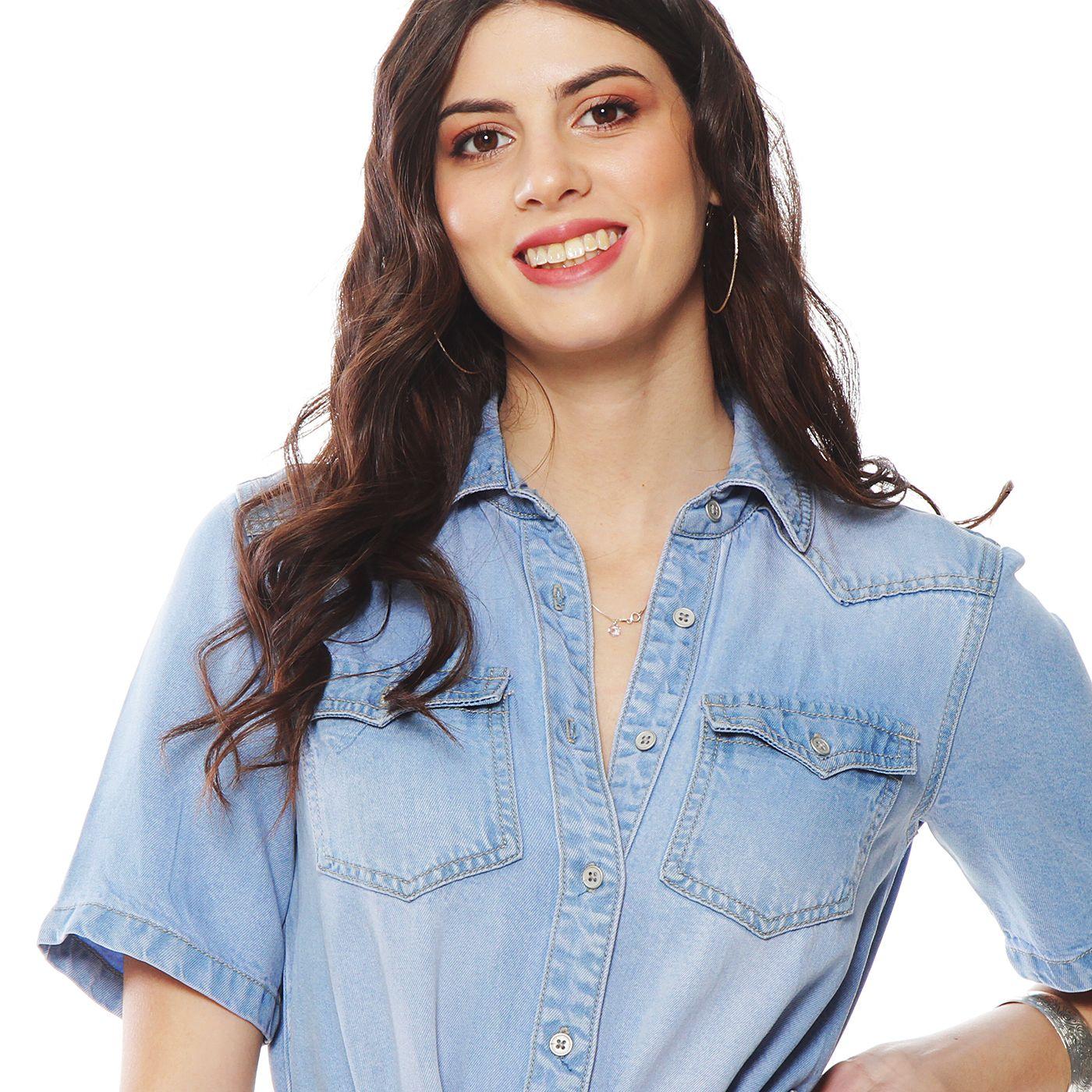 Vestido Manga Corta Lyocell Con Lazo En Cintura Y Bolsillo-3