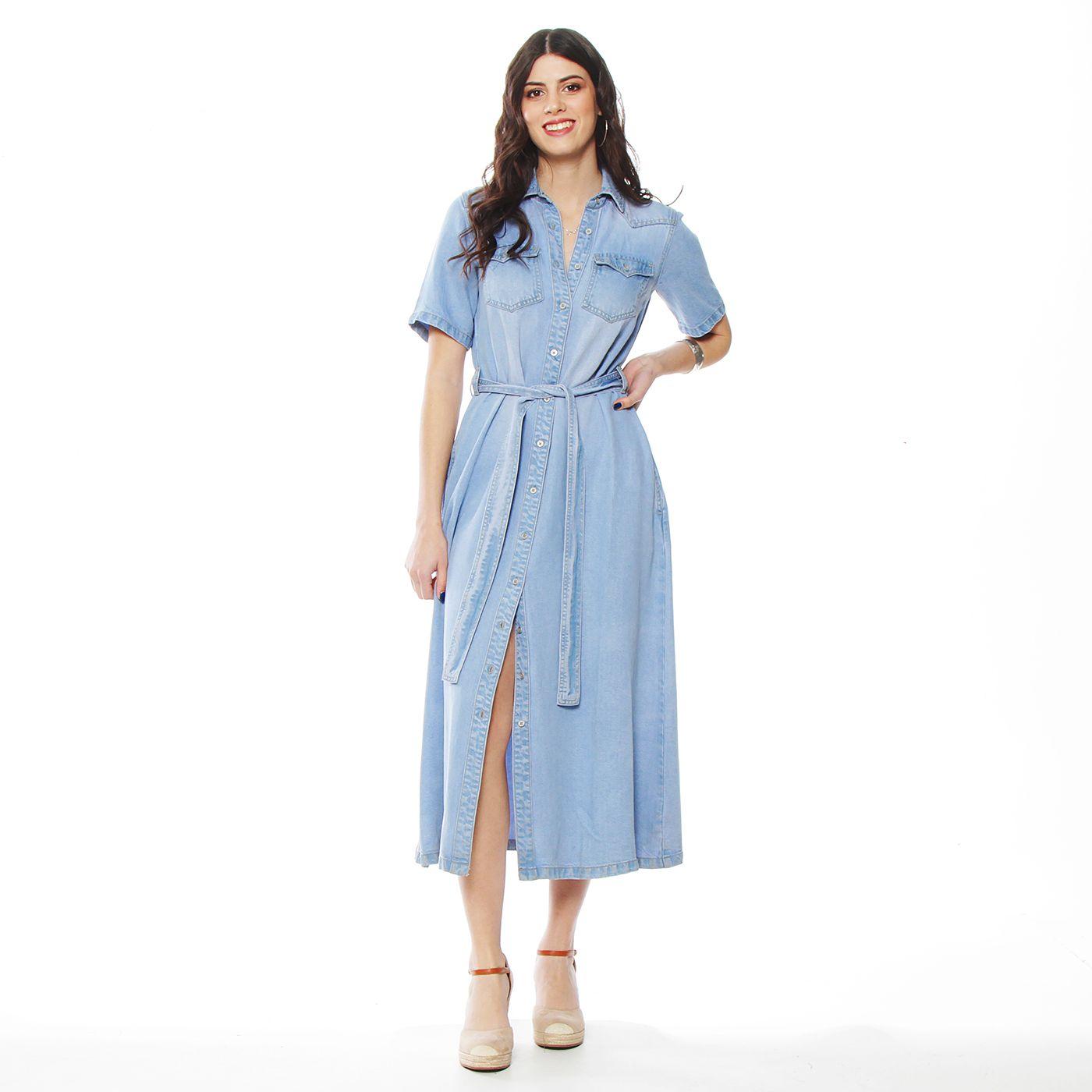Vestido Manga Corta Lyocell Con Lazo En Cintura Y Bolsillo-4
