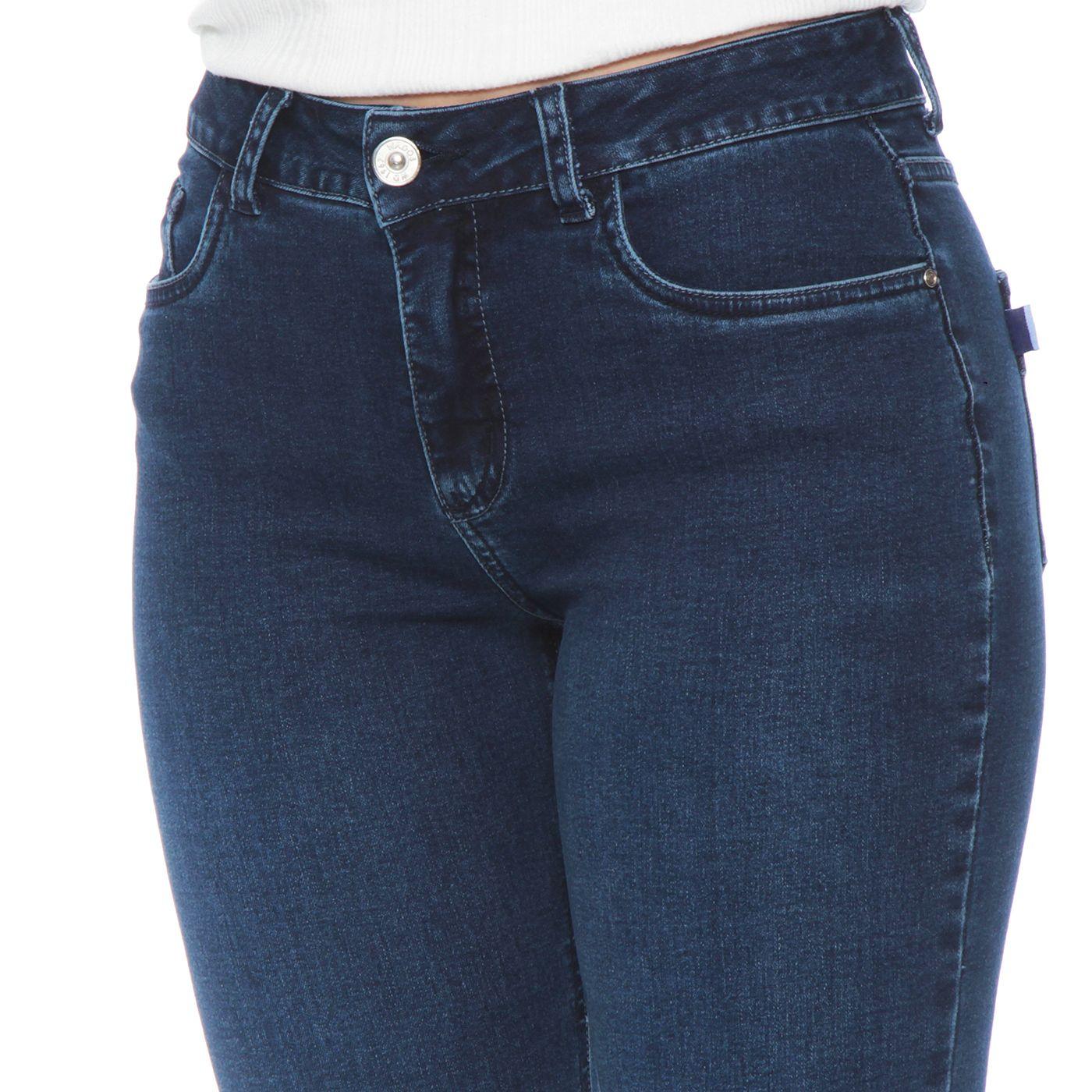 Jeans Recto Tiro Alto Tapetas Falsas Pretina 1 Boton-2