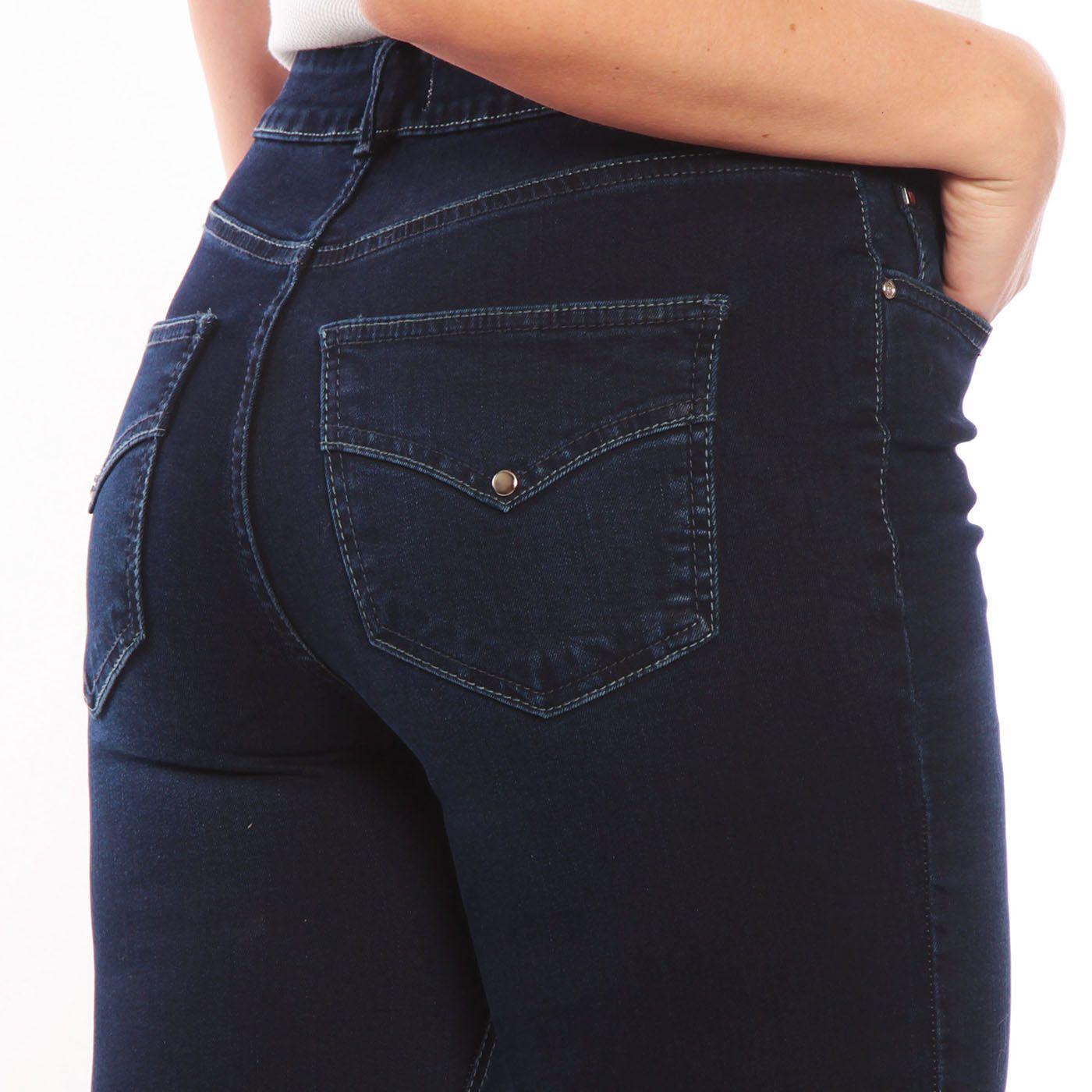 Jeans Recto Tiro Alto Tapetas Falsas Pretina 1 Boton-3