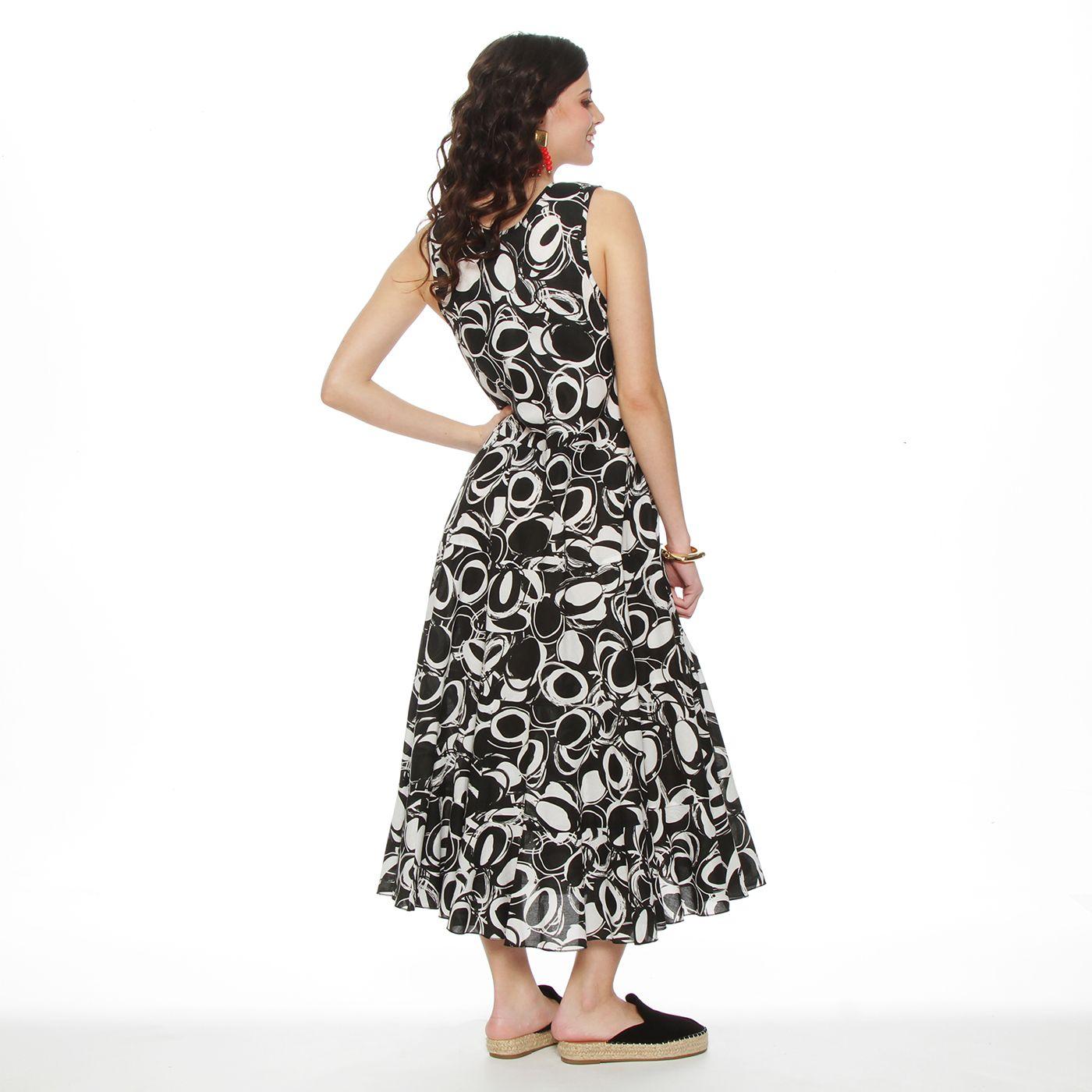 Vestido Sin Manga Estampado  Escote Redondo Con Bolsllo-4