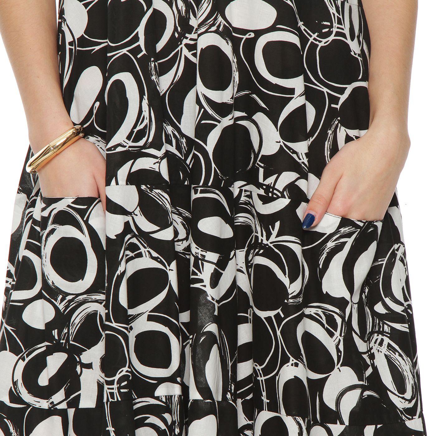 Vestido Sin Manga Estampado  Escote Redondo Con Bolsllo-5