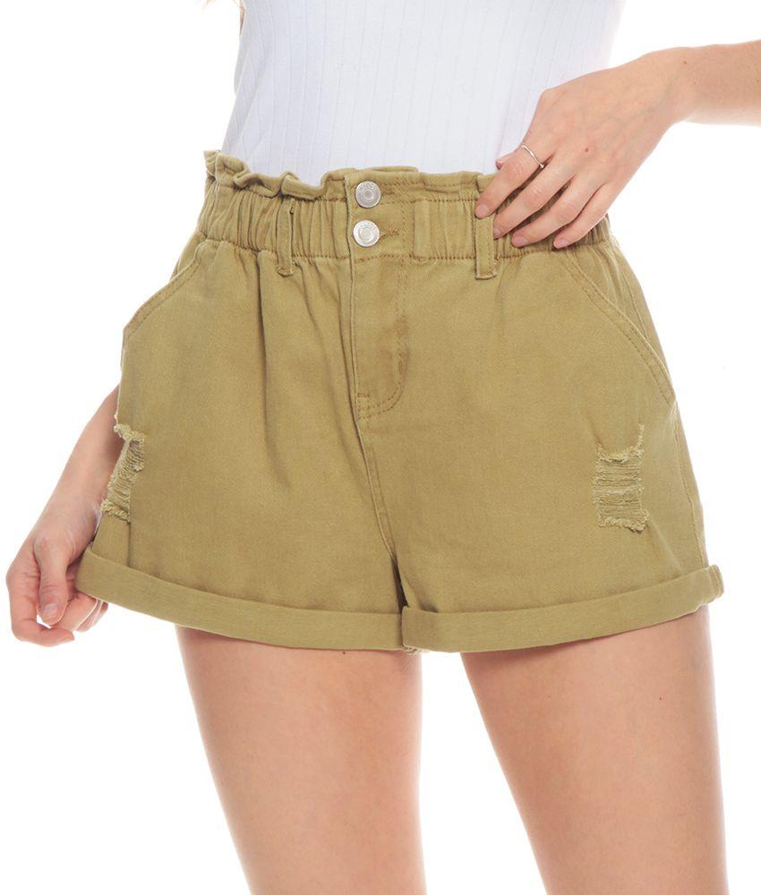 Short Color Pretina Interna Elasticada Dos Botones Roturas-3