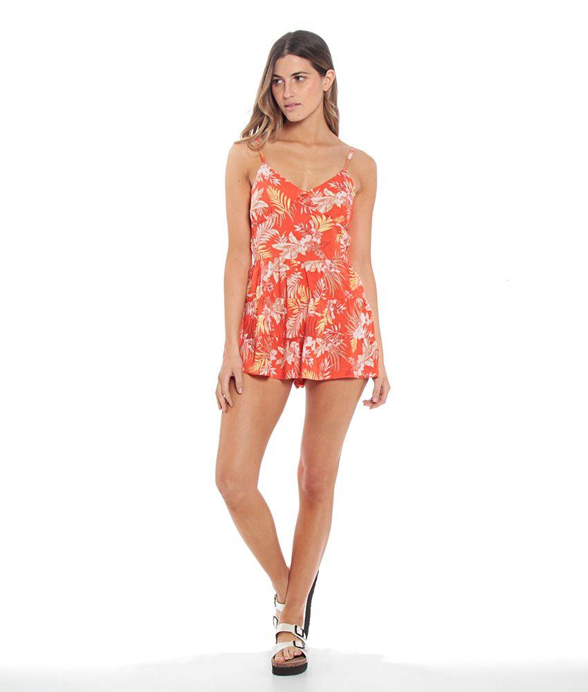 Enterito Sin Mangas Tirantes Estampado Con Amarra En Espalda Escote V-3