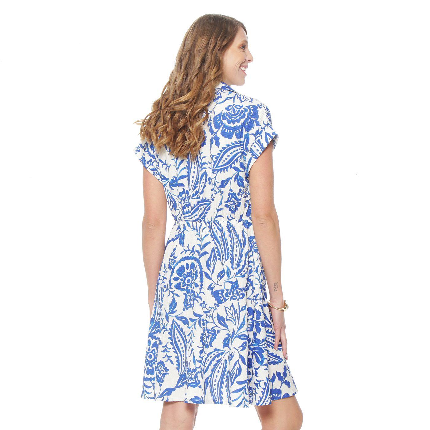 Vestido Estampado  Manga Corta Con Cintura Ajustable-6