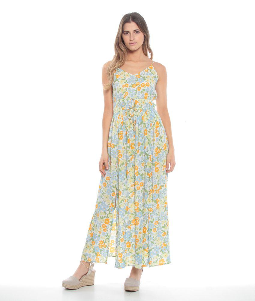 Vestido Estampado Floral Con Abertura En Delantero-3