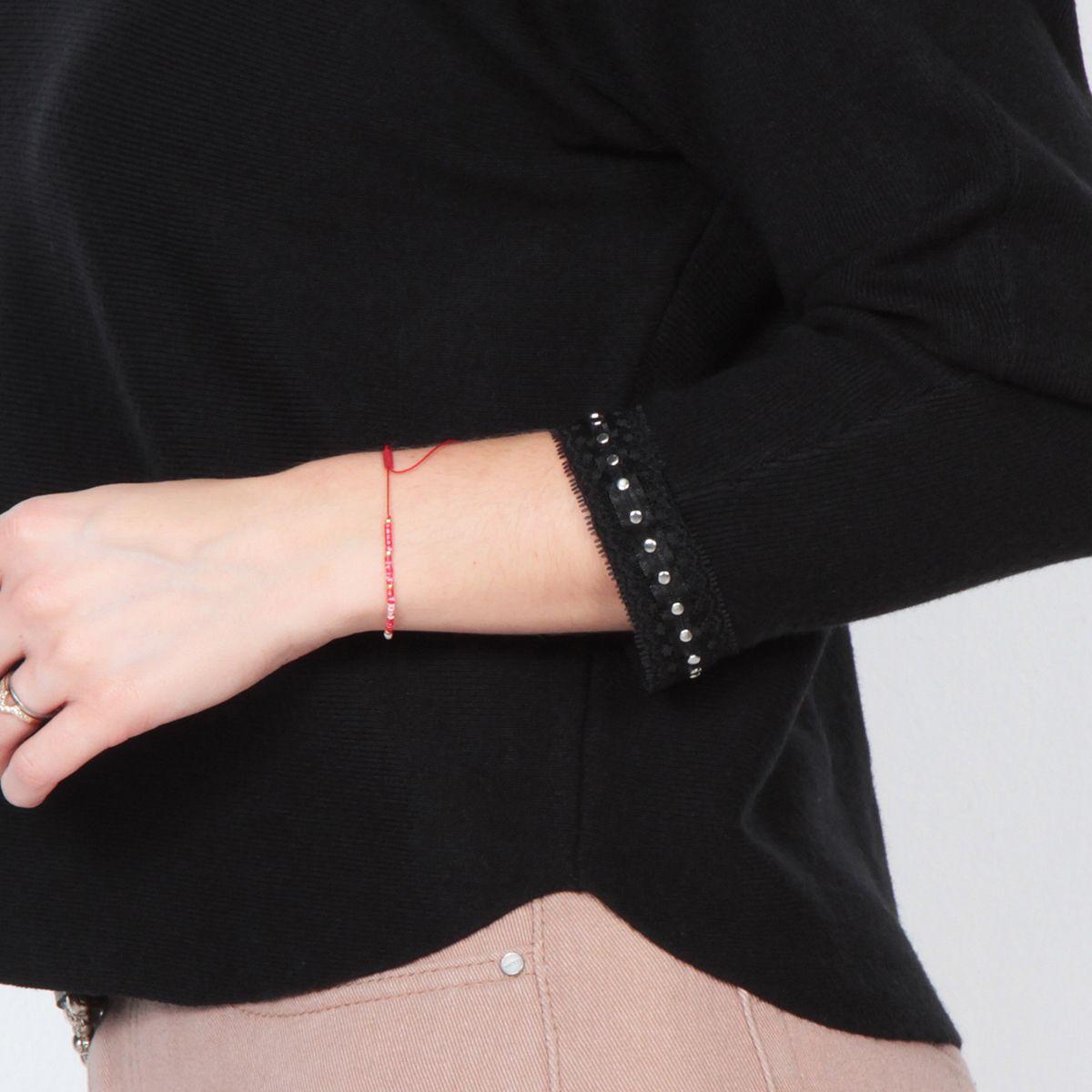 Sweater Manga 3/4 Solido Escote V Con Aplicacion Es Escote Y Punos-1