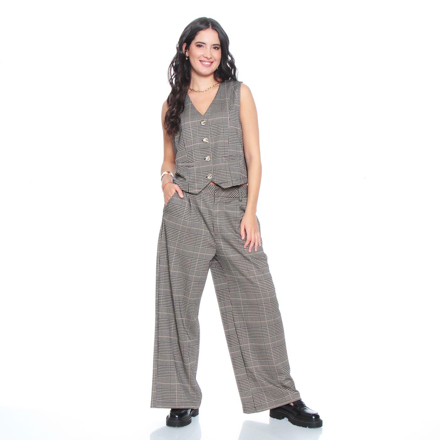 Pantalon Wide Leg Tiro Alto Pretina Basica 1 Broche-7