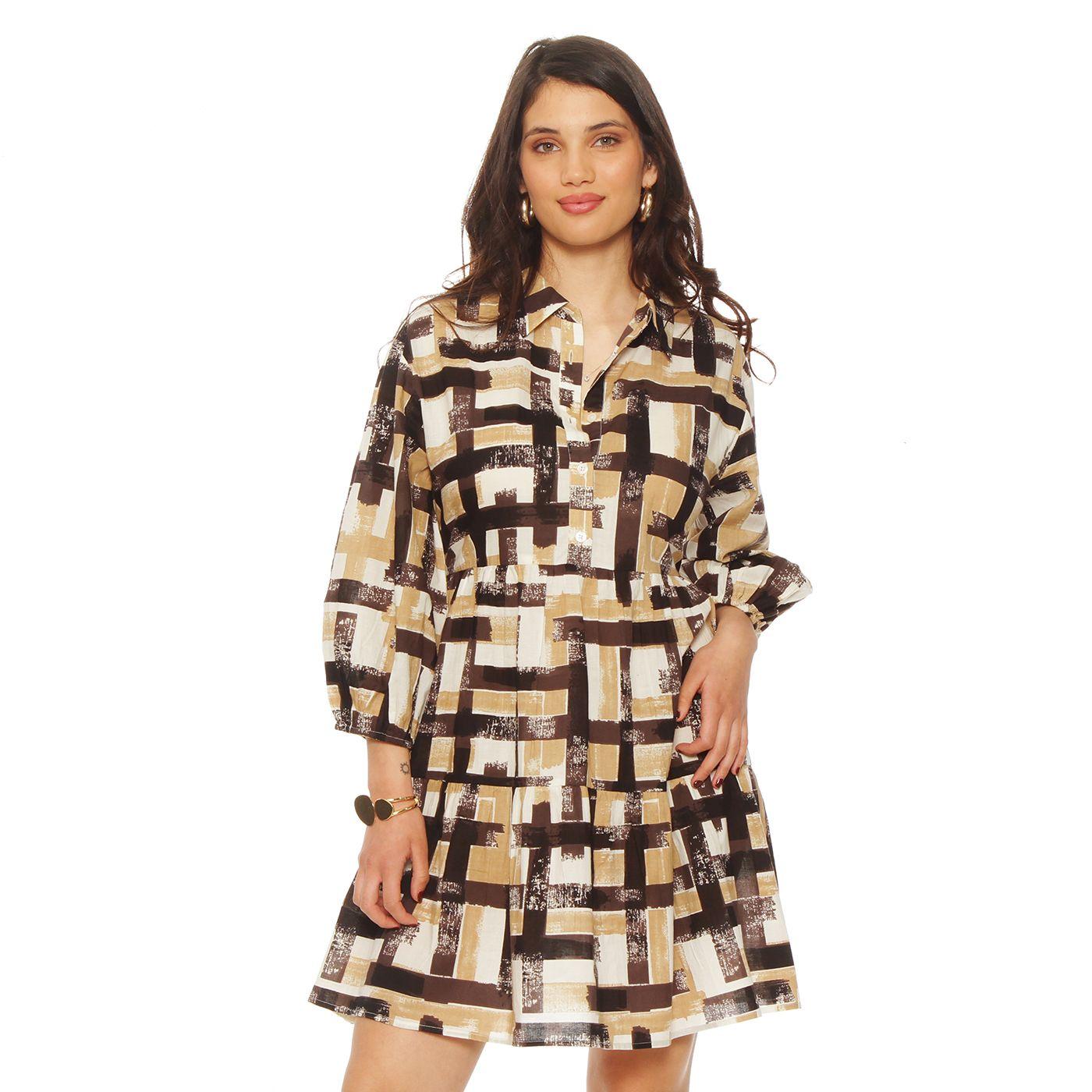 Vestido Manga   Larga Estampado-0