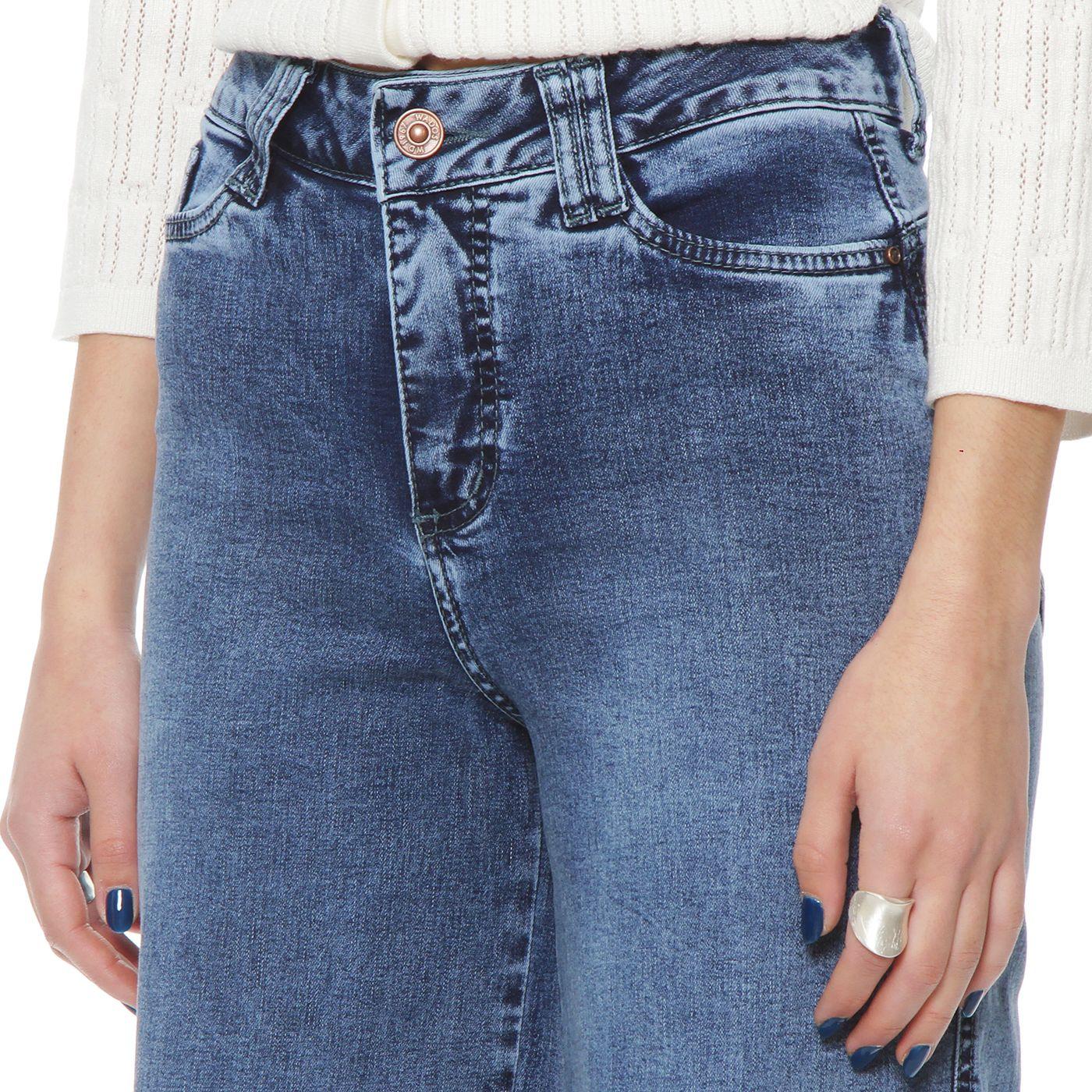 Jeans  Tiro Alto Pretina  Basica 1 Boton Wide Leg-2