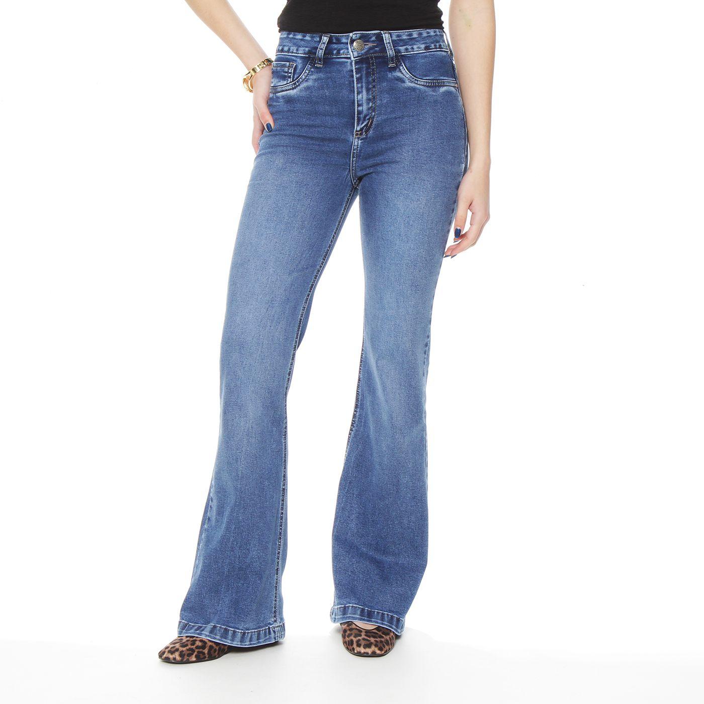 Jeans  Flare Tiro Medio  Pretina Basica 1 Boton-0
