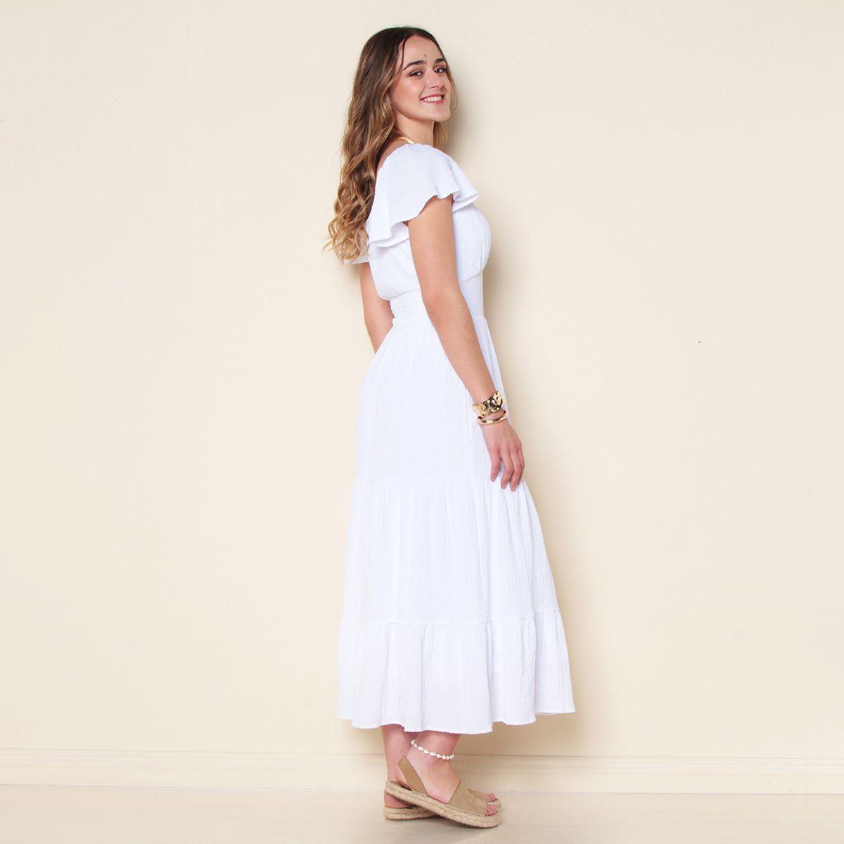 Vestido Manga Corta Solido Escote V-4