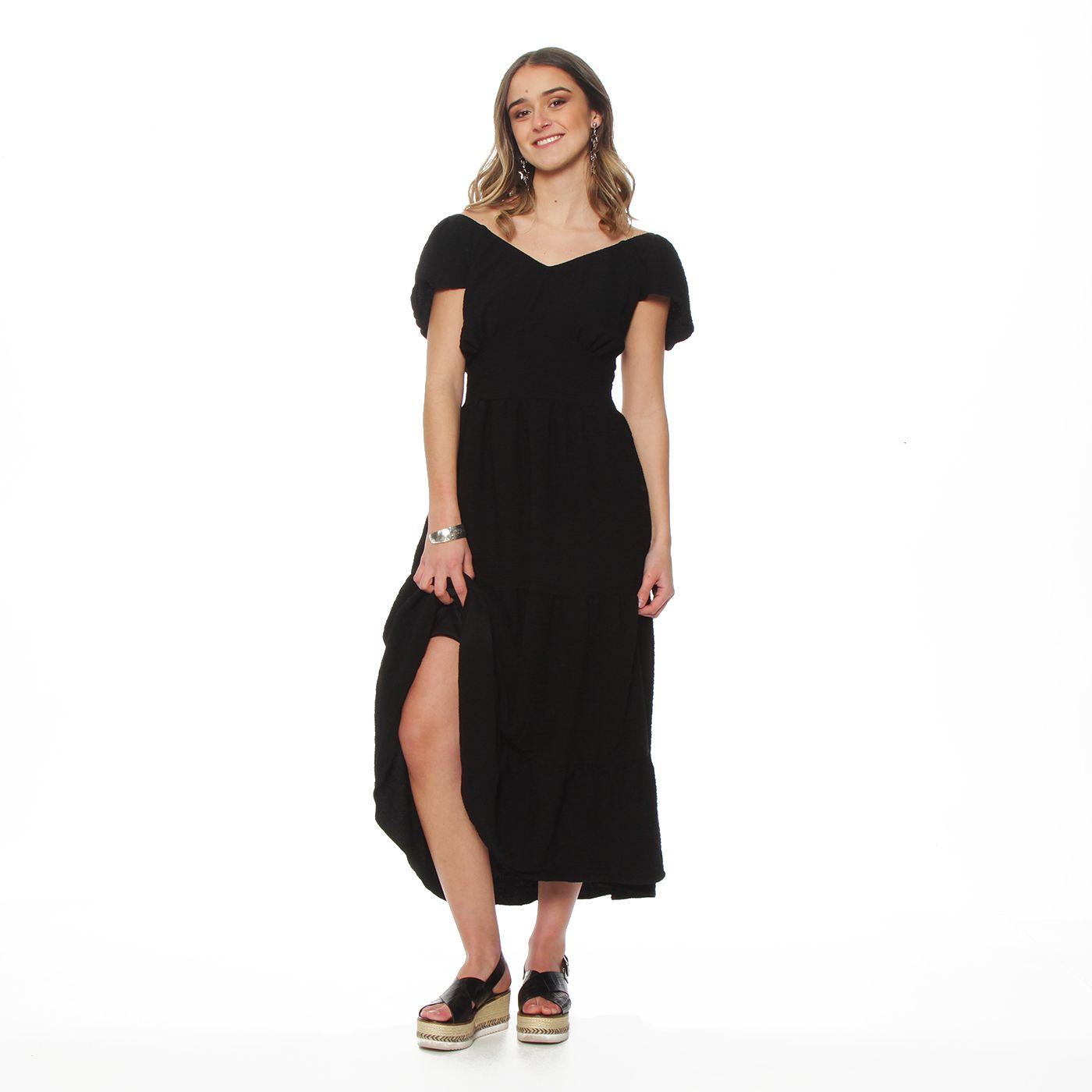 Vestido Manga Corta Solido Escote V-3