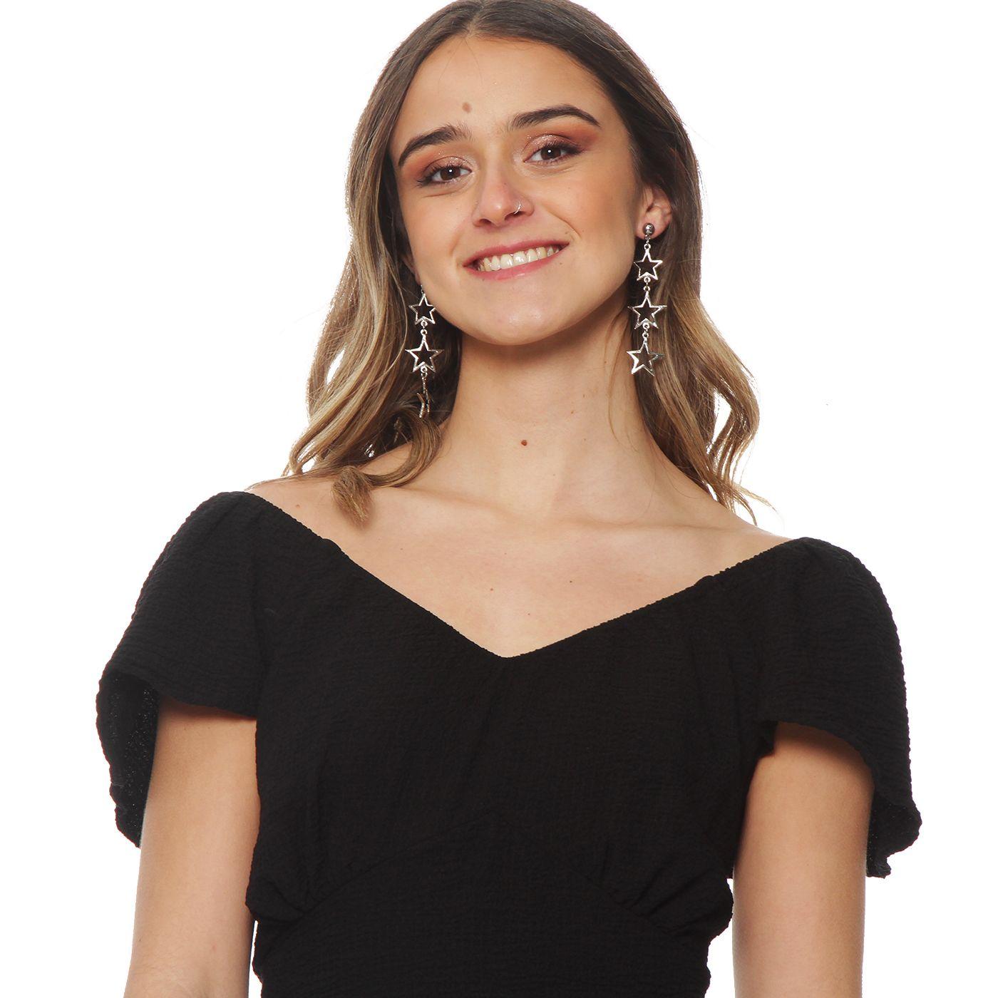 Vestido Manga Corta Solido Escote V-4