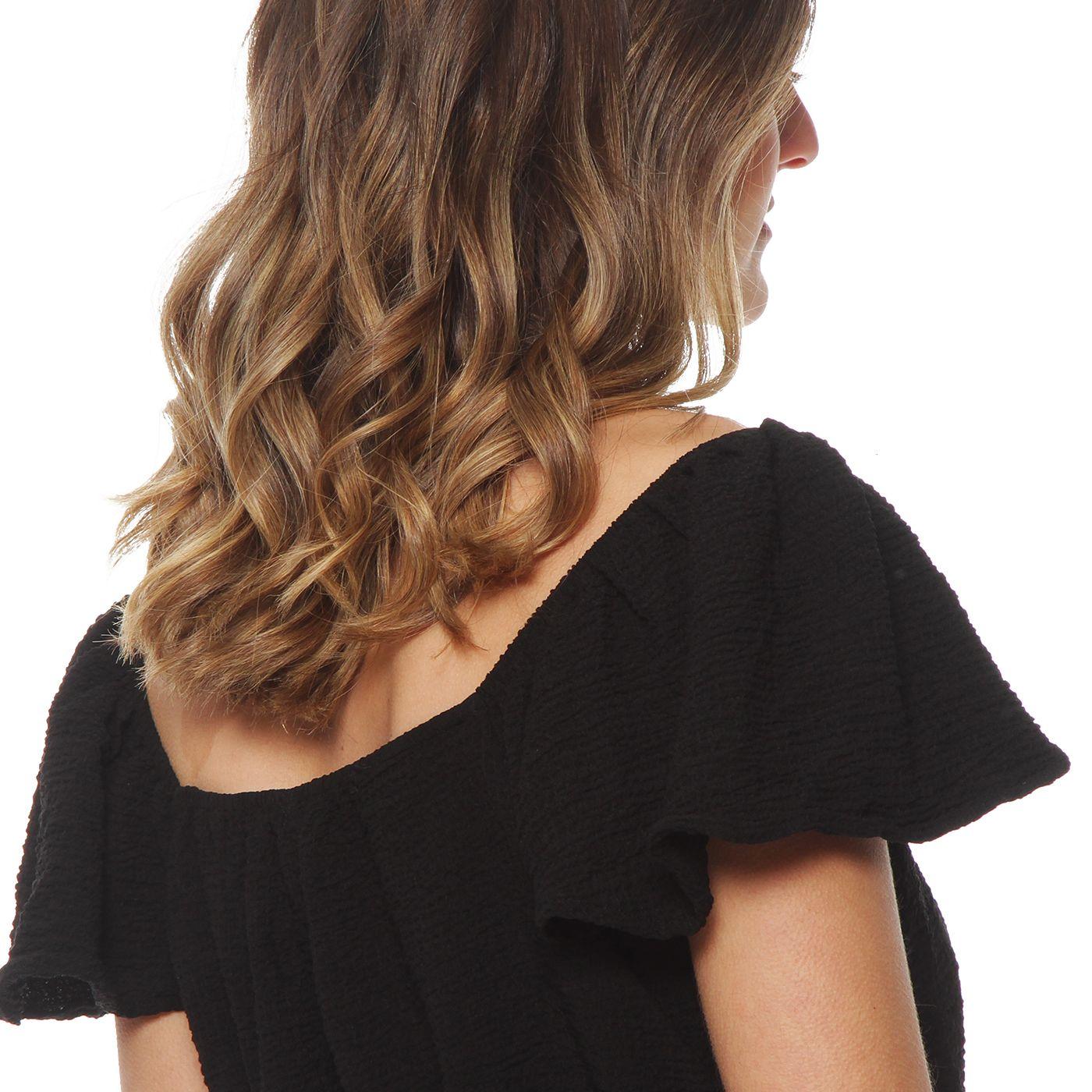 Vestido Manga Corta Solido Escote V-5