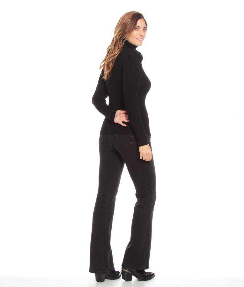 Sweater Manga Larga Globo Solido Cuello Alto-6