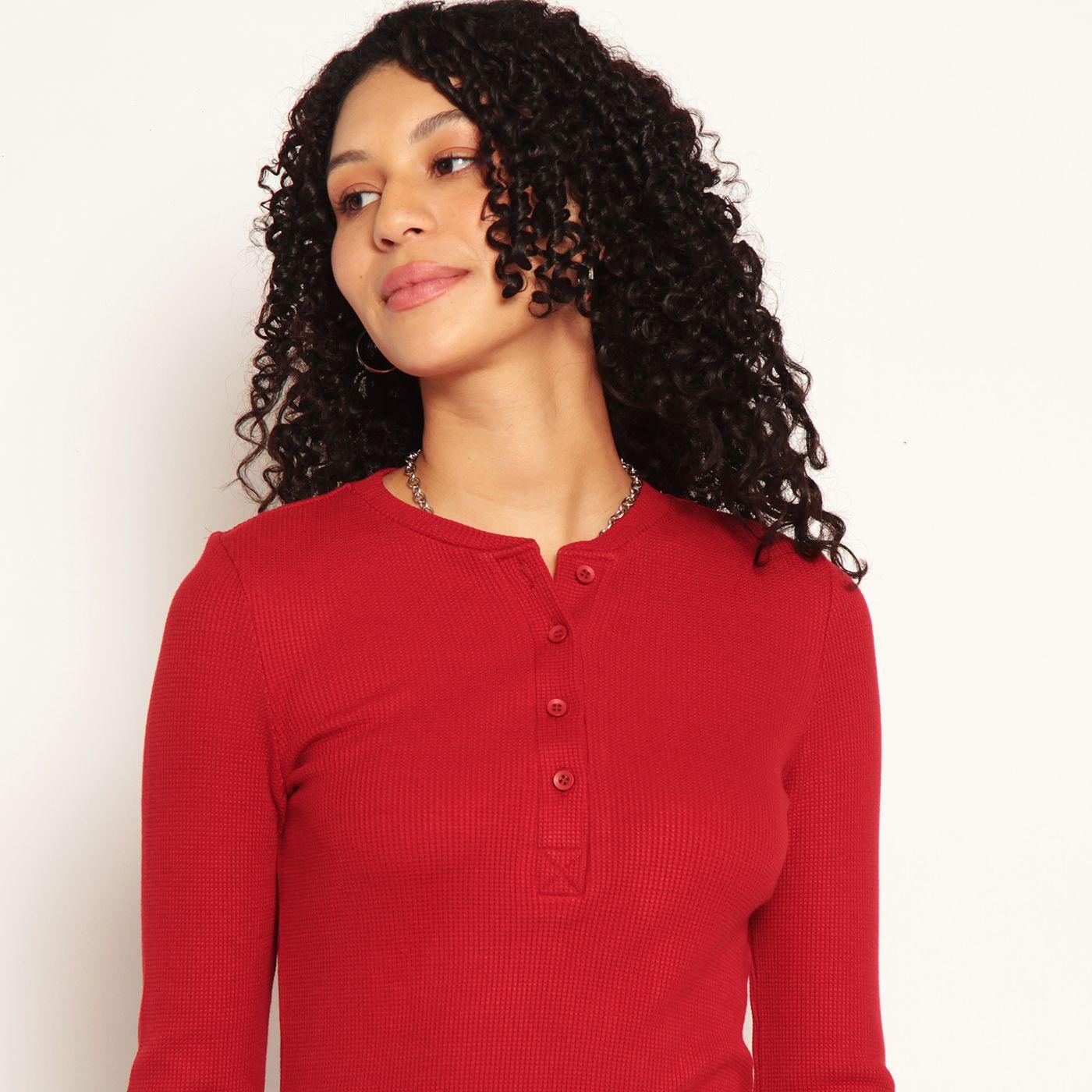 Polera Manga Larga Abotonada En Delantero-4