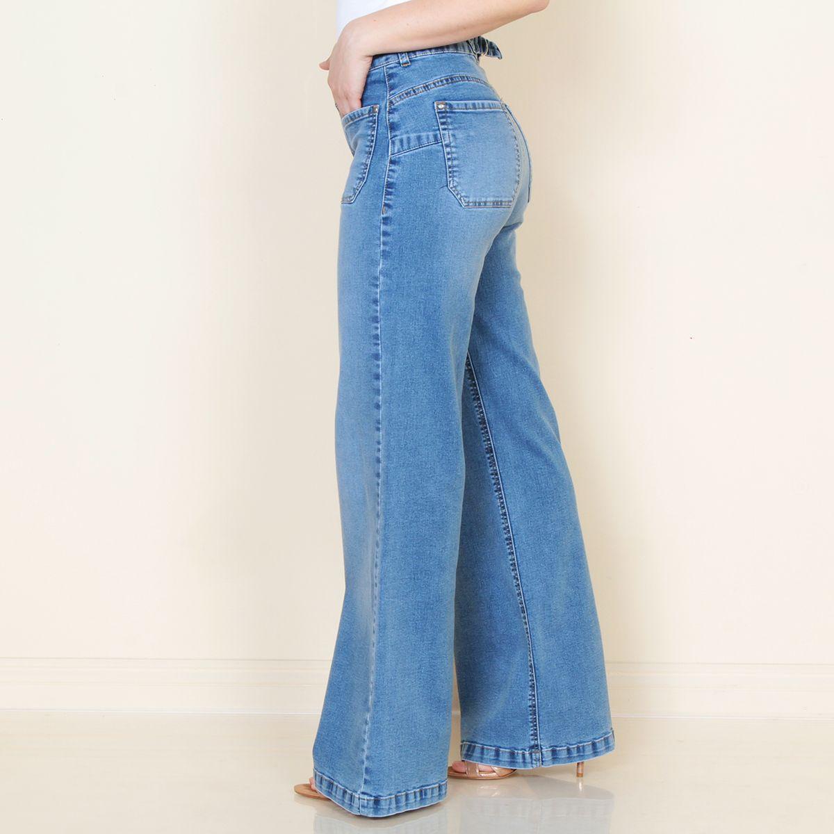 Jeans Wide Leg Tiro  Alto Costadillo Pretina  Basica 1 Boton-2