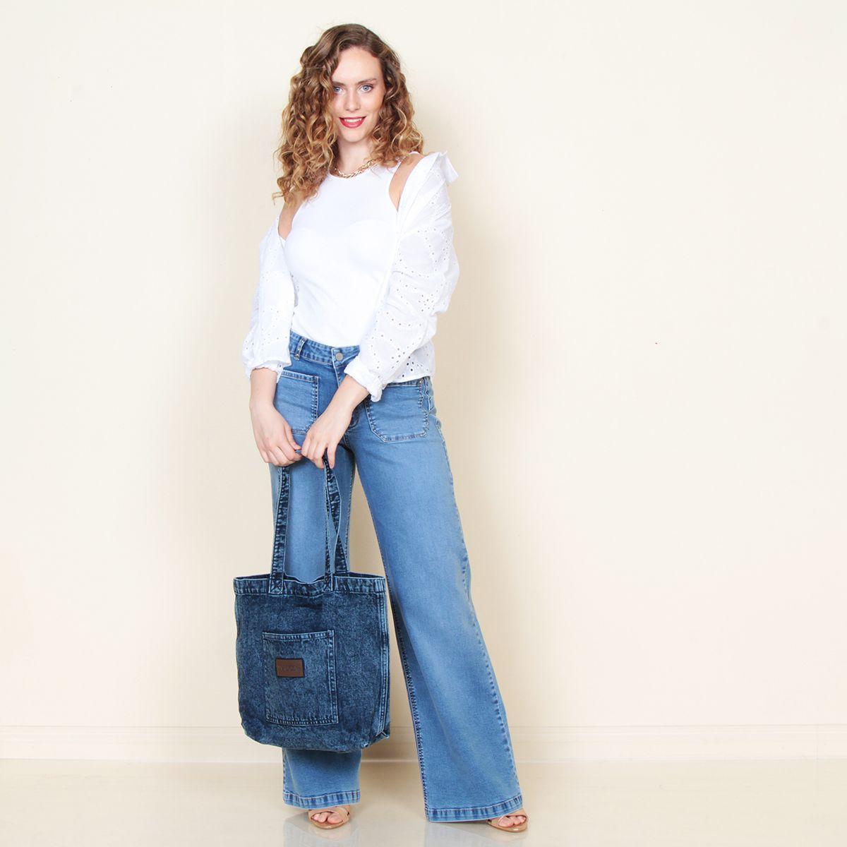 Jeans Wide Leg Tiro  Alto Costadillo Pretina  Basica 1 Boton-7