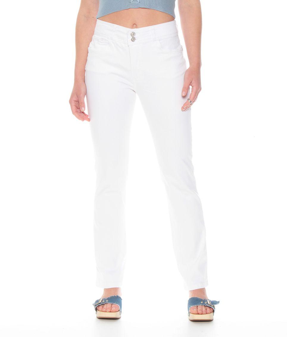 Jeans Recto Push Up Tiro Alto Pretina Media Dos Botones-0
