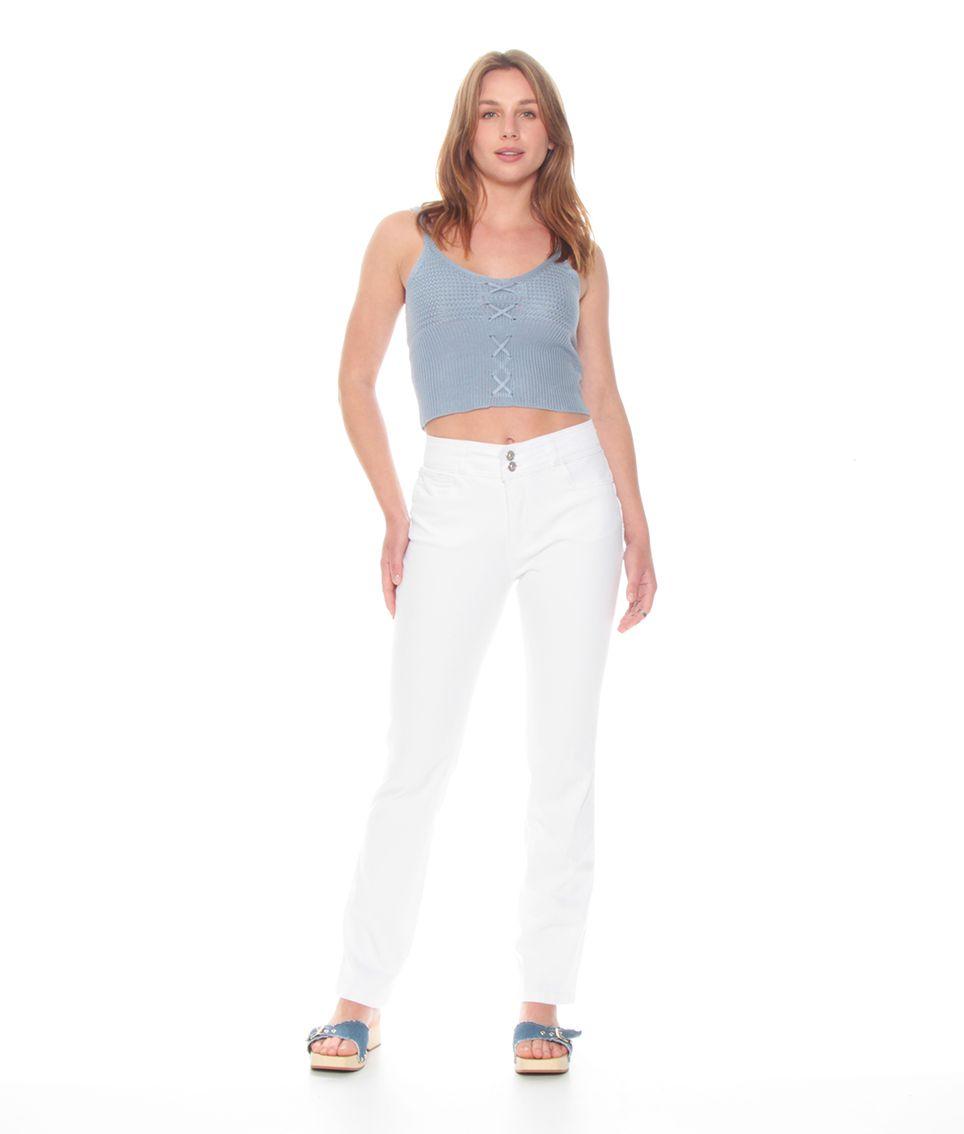 Jeans Recto Push Up Tiro Alto Pretina Media Dos Botones-2