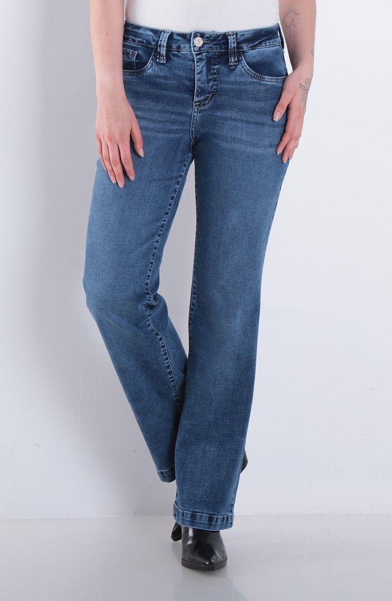 Jeans Tiro Alto Push In Push Up Pretina Basica Un Boton Pierna Recta-0