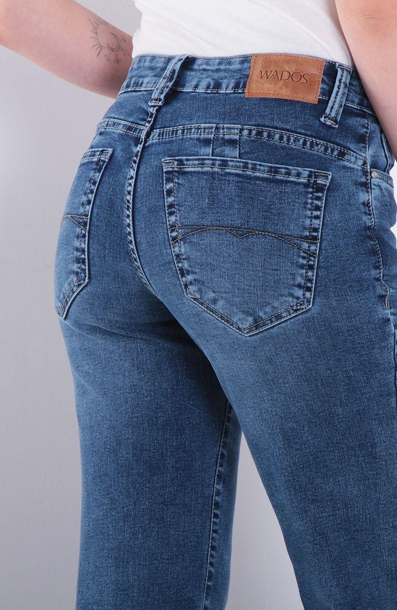 Jeans Tiro Alto Push In Push Up Pretina Basica Un Boton Pierna Recta-6