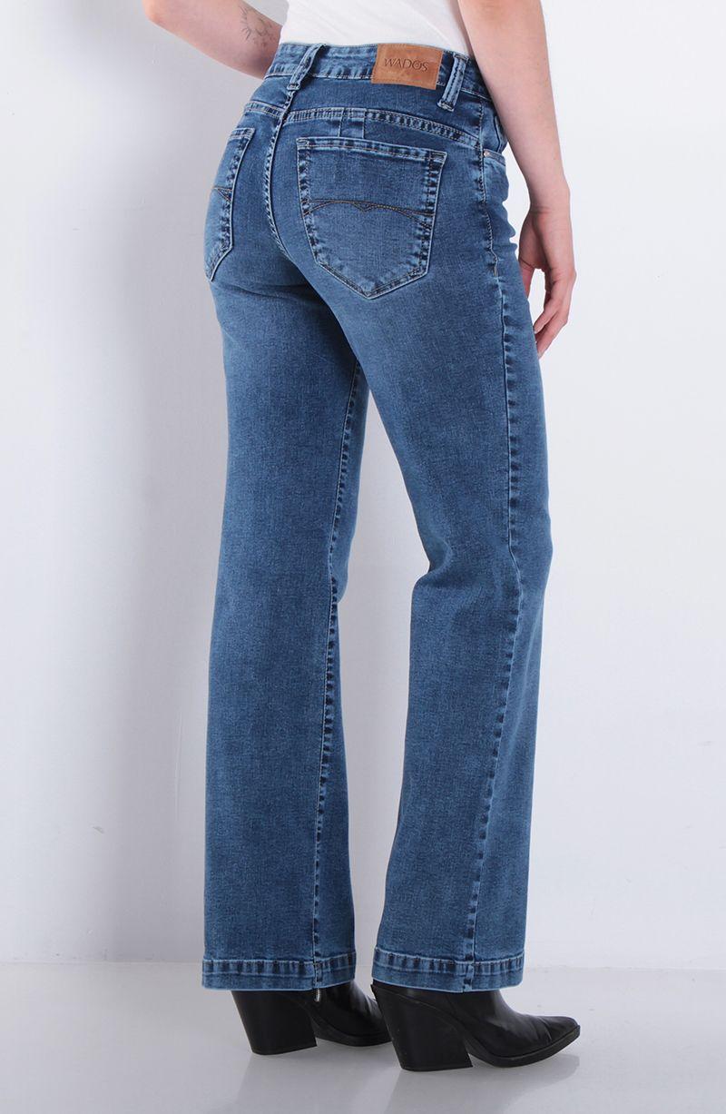 Jeans Tiro Alto Push In Push Up Pretina Basica Un Boton Pierna Recta-7