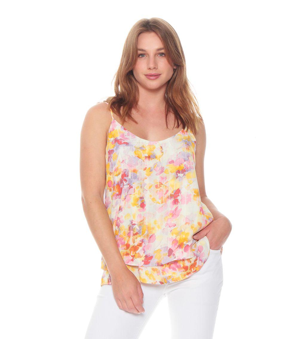 Blusa Sin Manga Pabilo Ajustable Estampado Escote Redondo-0